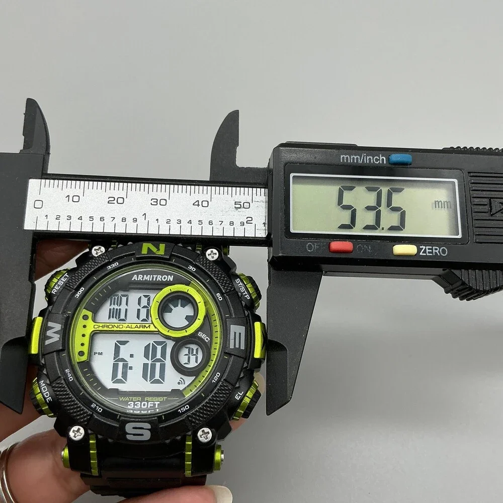 Armitron Pro Sport Mens Watch 54mm Digital Black Green Chrono Alarm 40/8284